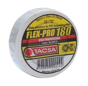 TACSA CINTA aisladora FLEX PRO Blanca 19mmx10mts OFERTA 15%      