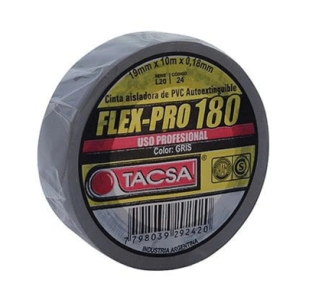 TACSA CINTA aisladora FLEX PRO GRIS 19 mmx10mts OFERTA 15%      